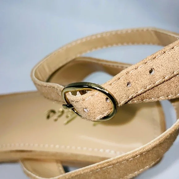 Ankis Women's Tan Suede Square Toe Ankle Strap Block Heel Sandals Size 9 - Picture 6 of 13